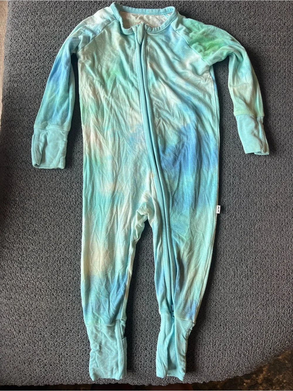 Little Sleepies Aqua & Teal Tie-Dye One-Piece Footie